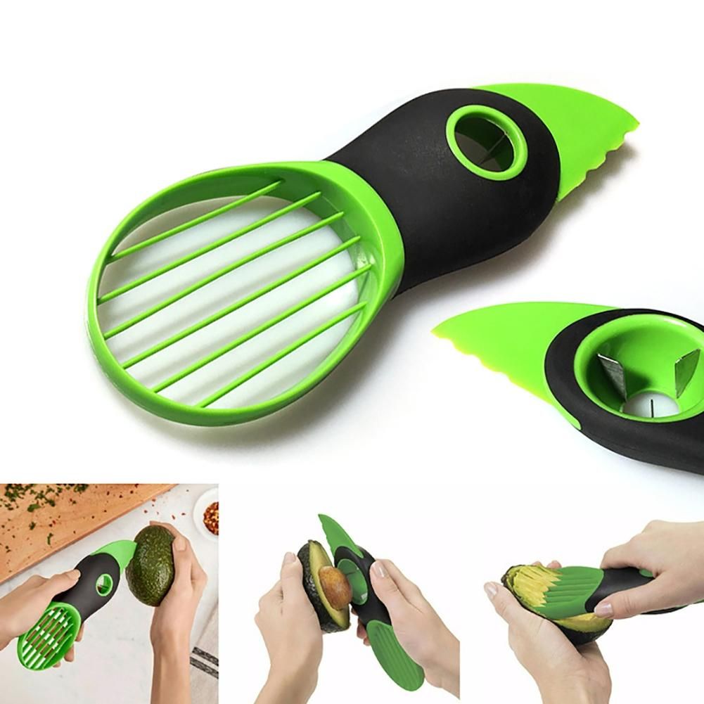 2 PCS 3 in 1 Plastic Avocado Slicer Knife Corer Fruit Peeler Cutter Pulp Separator