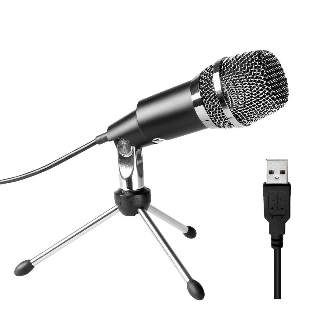 FIFINE K668 Home KTV Handheld Mic Universal Sound Recording Microphone with Holder for PC & Laptop, USB2.0 Earphone Port, Cable Length: 1.3m (Black)
