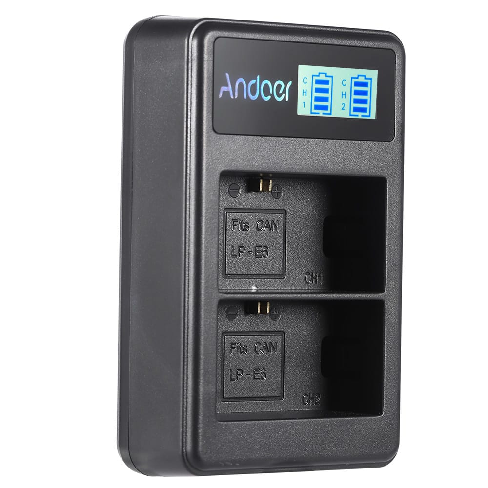 Andoer LP-E6 Rechargeable LED Display Li-ion Battery Charger