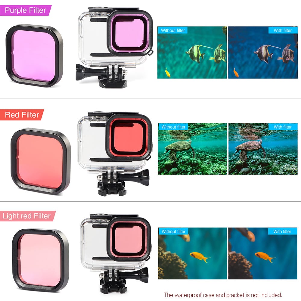 3pcs Underwater Filter Lenses Kit Compatible with GoPro Hero - 3pcs
