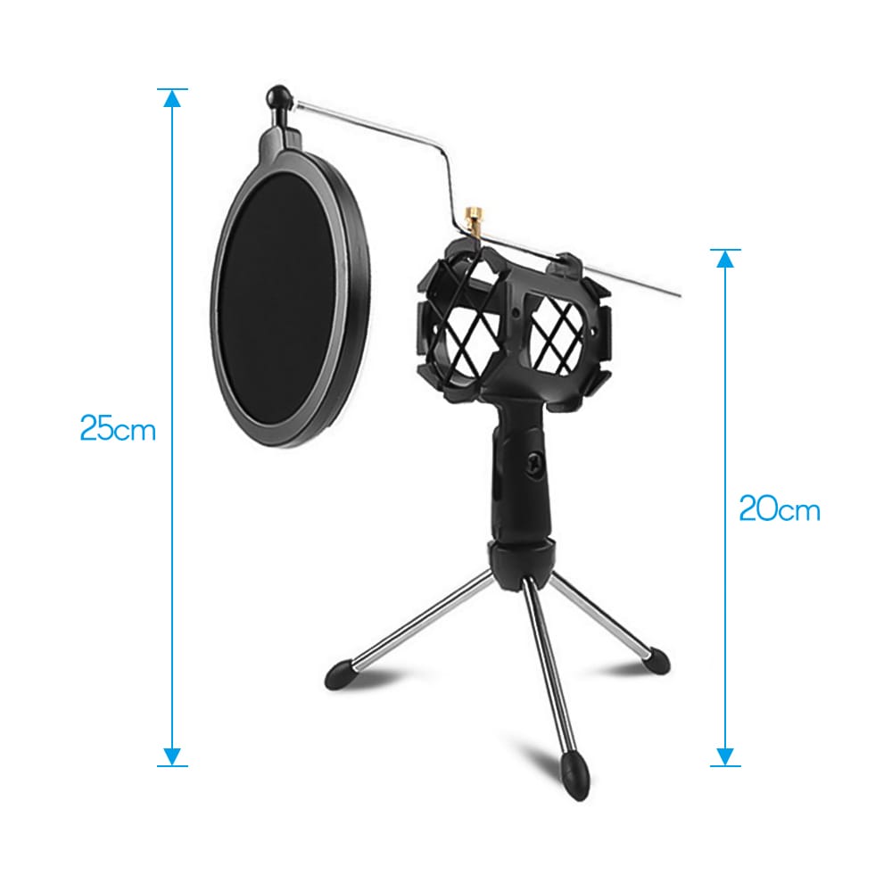Mini Desktop Microphone Tripod Stand with Shock Mount Mic