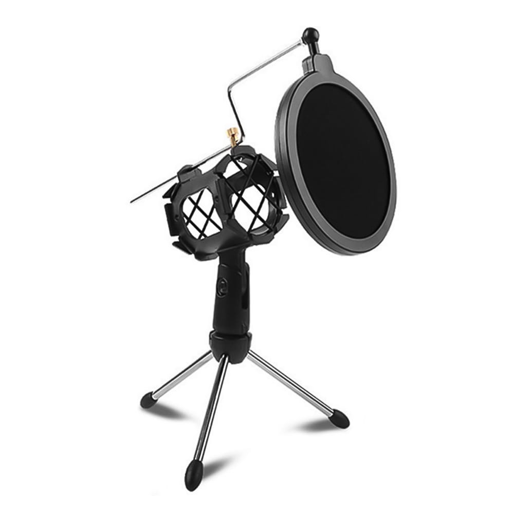Mini Desktop Microphone Tripod Stand with Shock Mount Mic