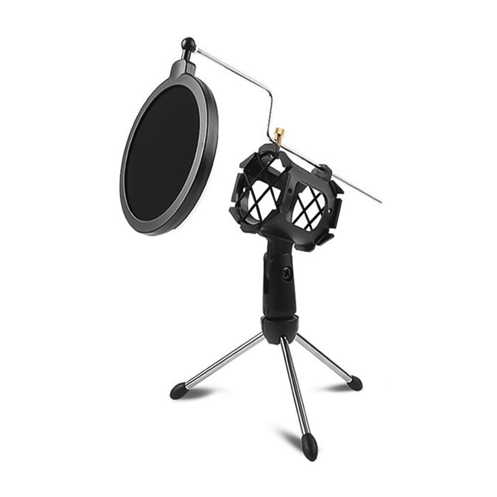 Mini Desktop Microphone Tripod Stand with Shock Mount Mic