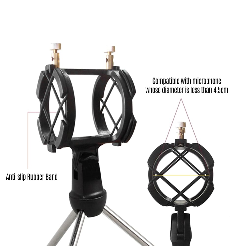 Mini Desktop Microphone Tripod Stand with Shock Mount Mic
