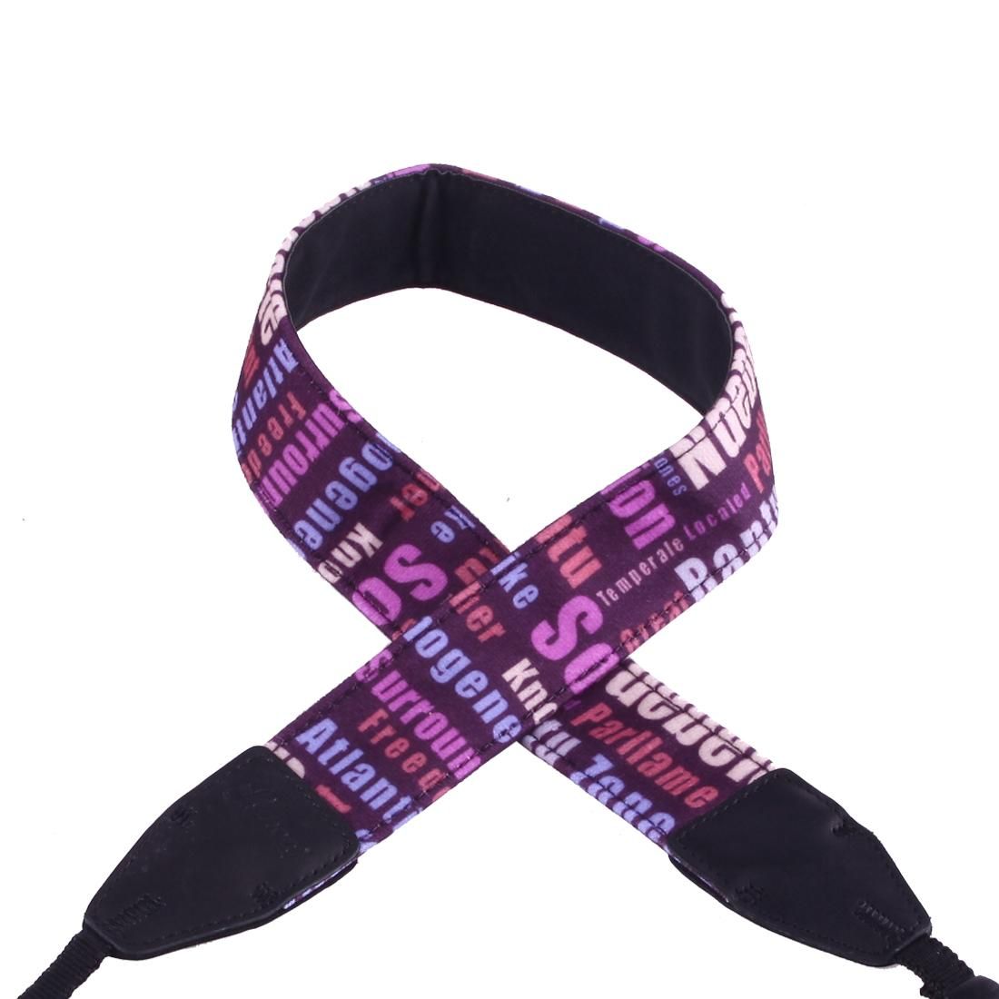 LYNCA LH-04 British Style Series Purple Background English Words Universal Genuine Leather Shoulder Neck Strap Camera Strap for Nikon / Canon / Sony / Panasonic / SLR DSLR ILDC (Style1)