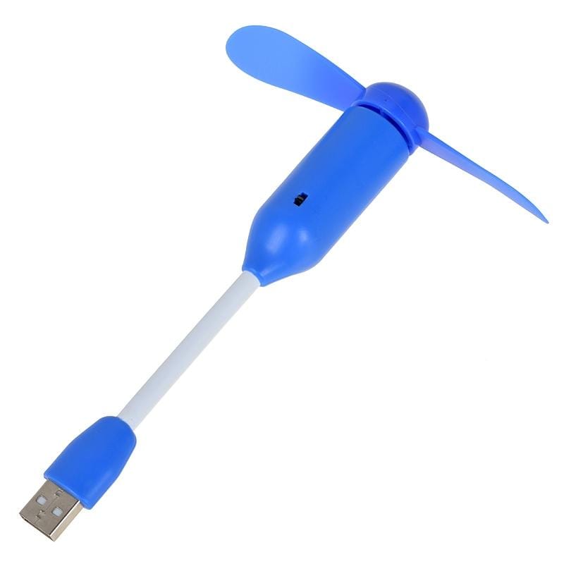 CL-FS5 Fashionable 2-Blade Bamboo Dragonfly Mini USB Fan with Light (Blue)