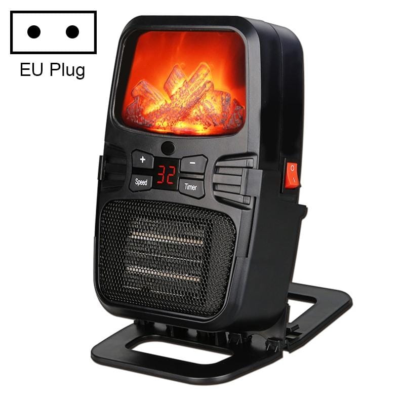 Flame Heater Mini Household Wall-mounted Desktop Radiator Warmer Electric Heater, EU Plug (Style1)