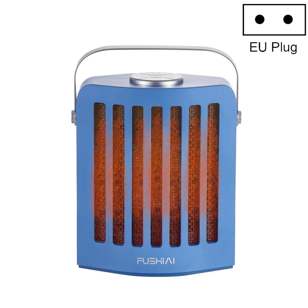 FUSHIAI Office Table Mini Small PTC Heater Desktop Quick Heat Silent Heater, Size:EU Plug (Blue)