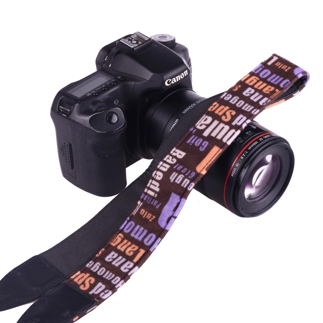 LYNCA LH-06 British Style Series Brown Background English Words Universal Genuine Leather Shoulder Neck Strap Camera Strap for Nikon / Canon / Sony / Panasonic / SLR DSLR ILDC (Style3)