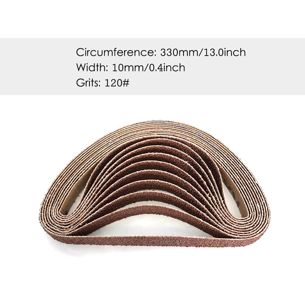 10pcs 10x330mm Abrasive Sanding Belts 120 Grit Sanding - 120