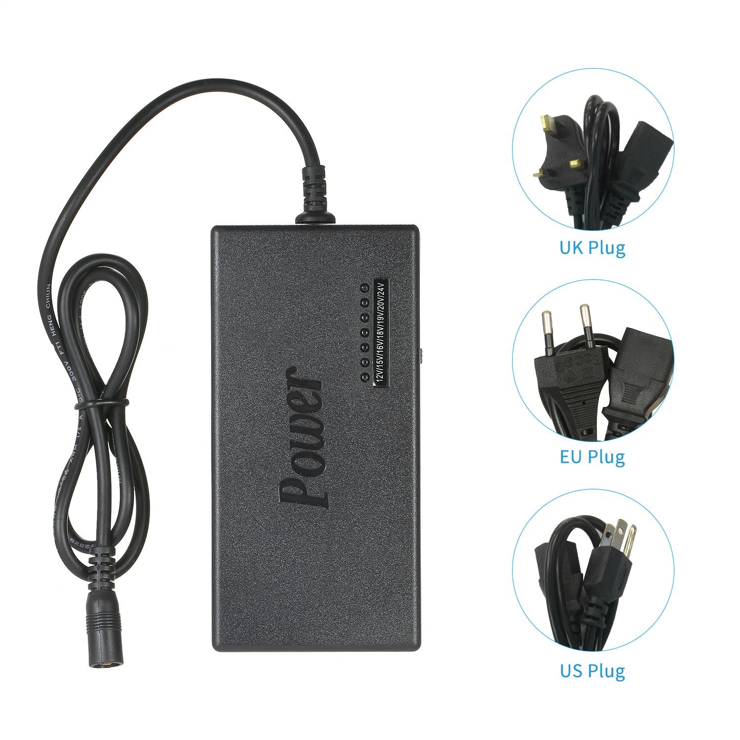 96W Universal Laptop Power Charger Adapter 8Pcs 12V to 24V - EU Plug