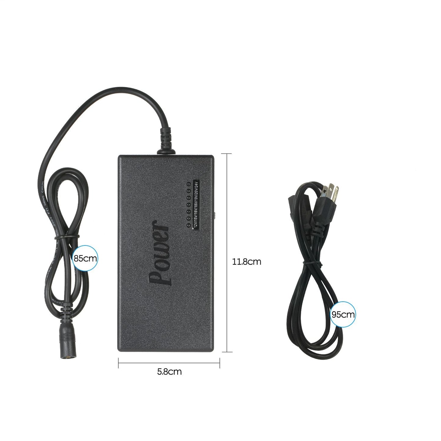 96W Universal Laptop Power Charger Adapter 8Pcs 12V to 24V - US Plug