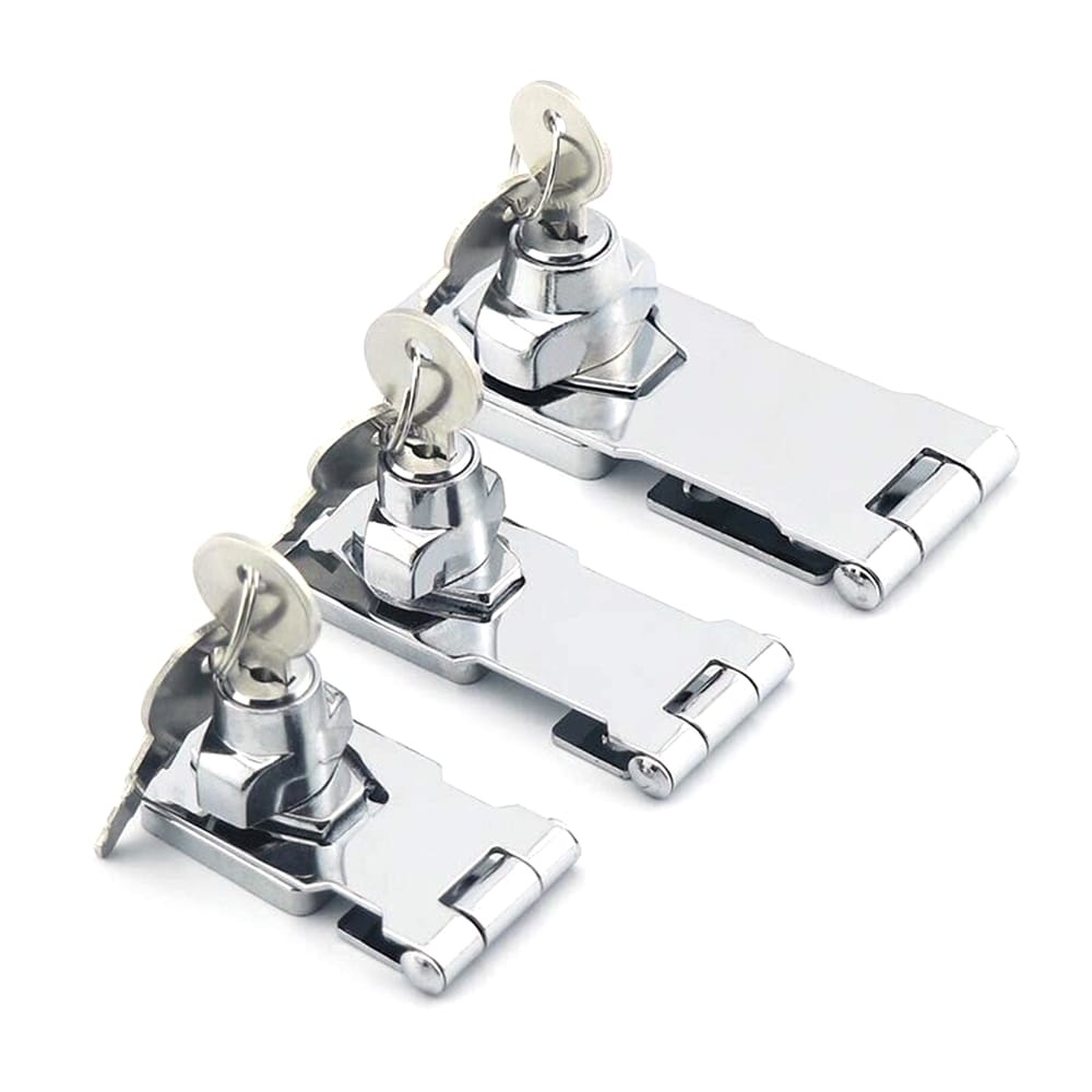 Door Lock Latch Cabinet Locks with Keys Hasp Lock Chrome - 2.5in