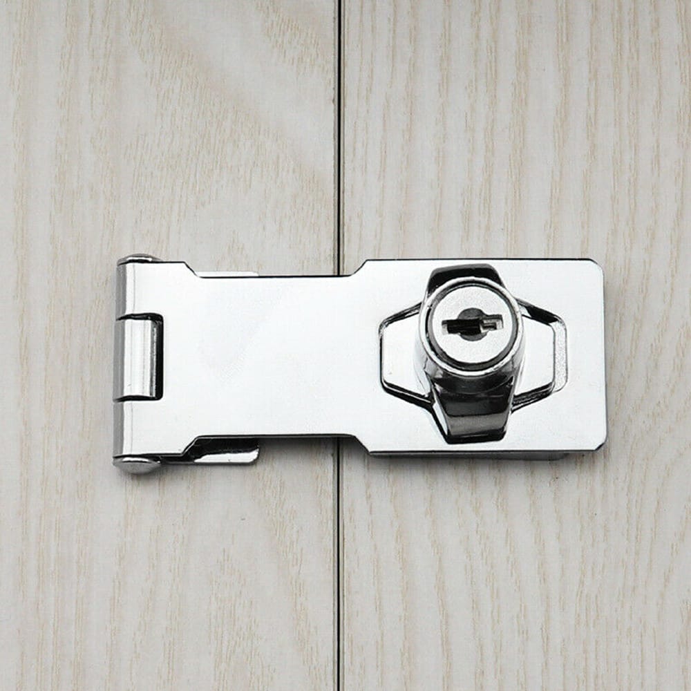 Door Lock Latch Cabinet Locks with Keys Hasp Lock Chrome - 3in