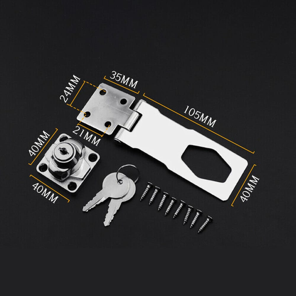 Door Lock Latch Cabinet Locks with Keys Hasp Lock Chrome - 4in