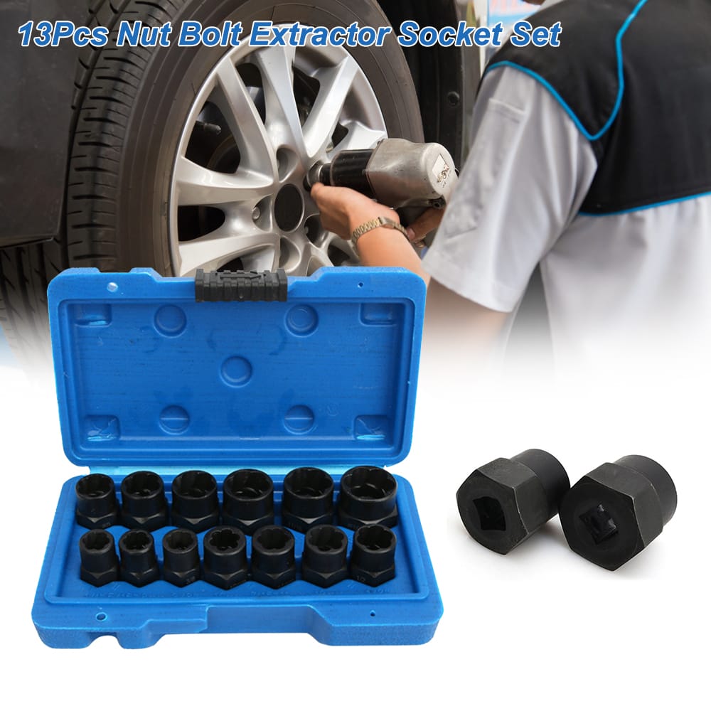 13Pcs Nut Bolt Extractor Socket Set Damaged Rusted Bolt - 1 set