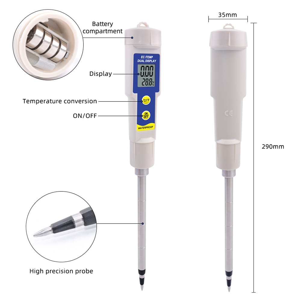 2-in-1 Digital Soil Tester with EC Meter and Soil
