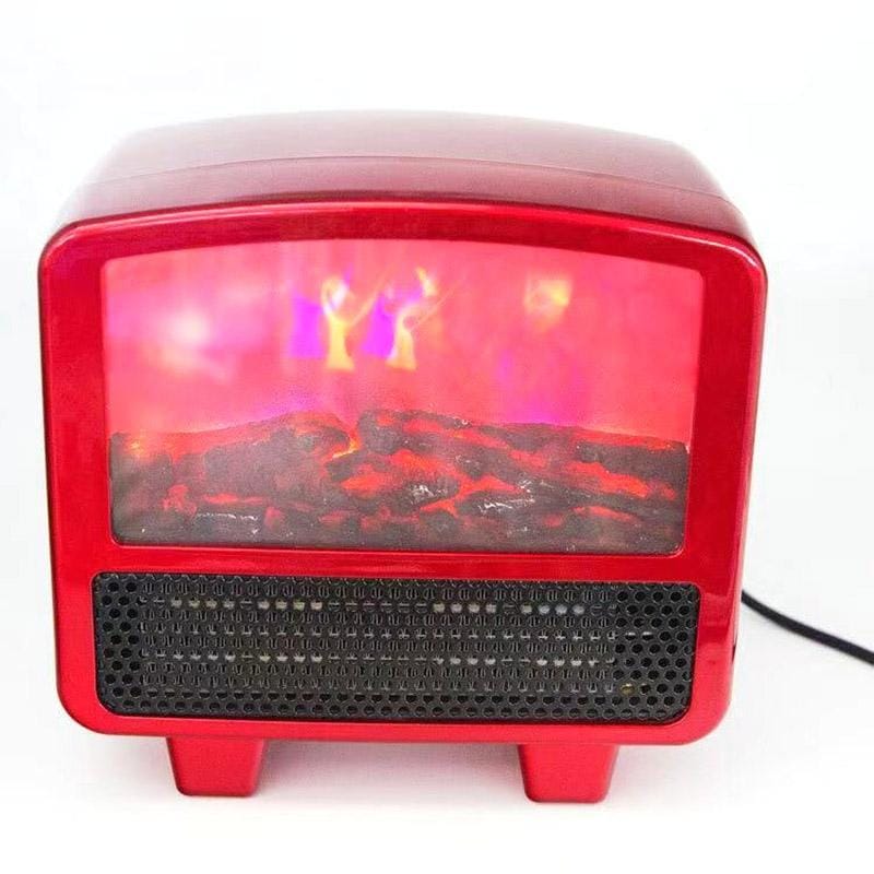 Home Office Small 3d Flame Desktop Fireplace Heater, Plug Type:UK Plug (Black)