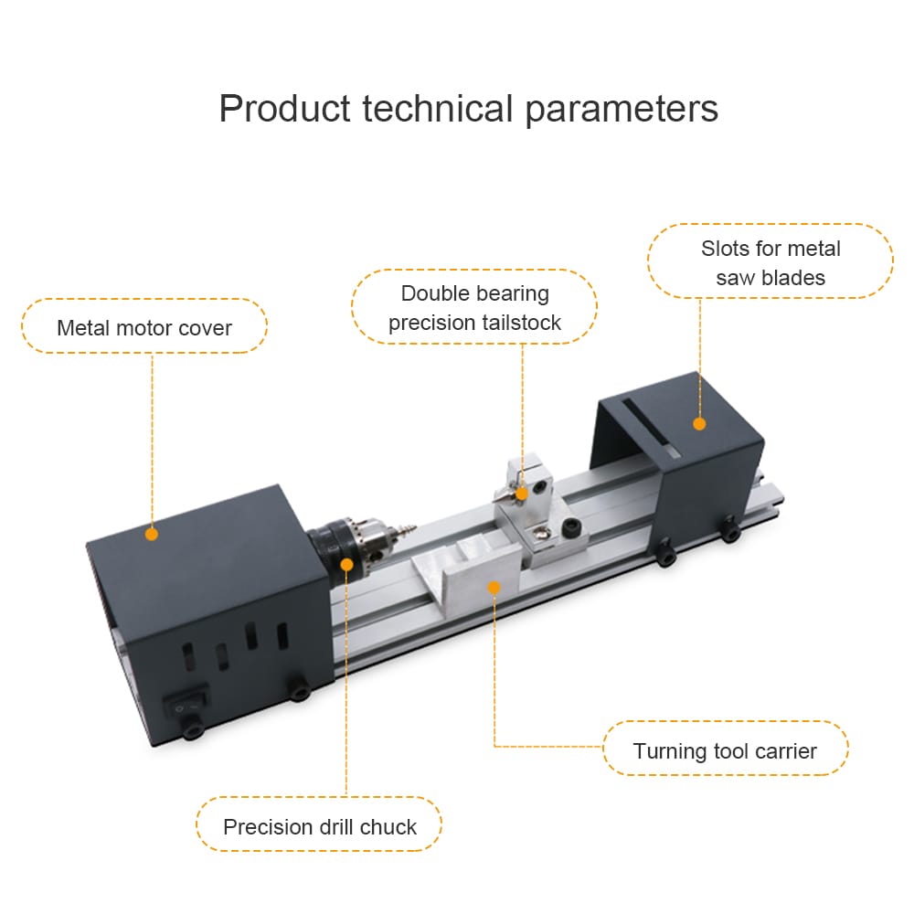 Mini Lathe Beads Polisher Machine Woodworking Craft DIY - Standard Grinding Set&EU Plug