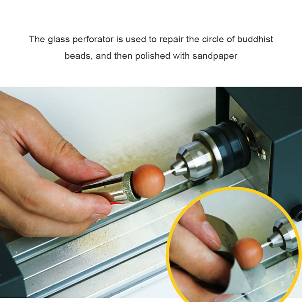Mini Lathe Beads Polisher Machine Woodworking Craft DIY - Standard Grinding Set&EU Plug