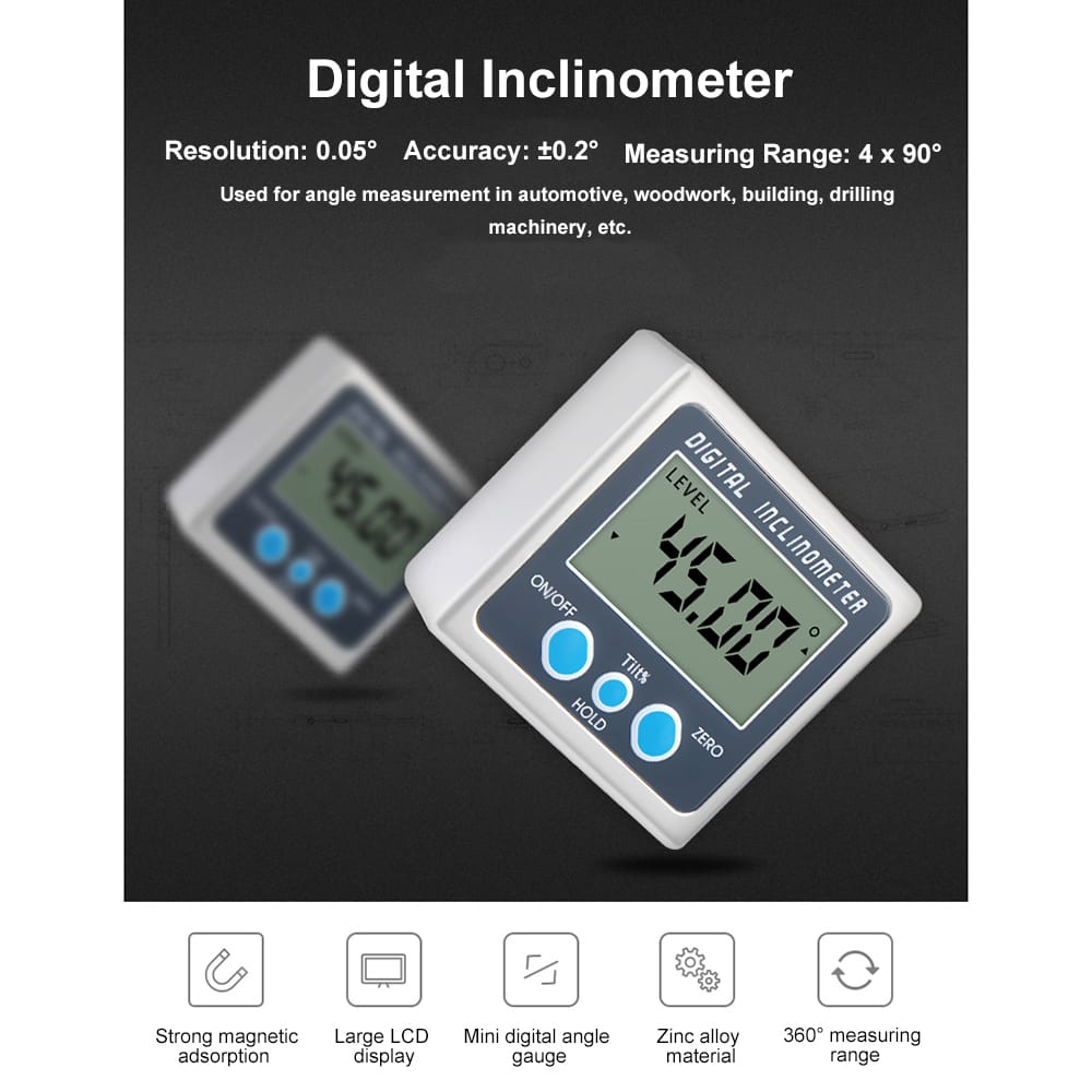 Multi-functional Digital Inclinometer Zinc Alloy Shell 360� - Type 2