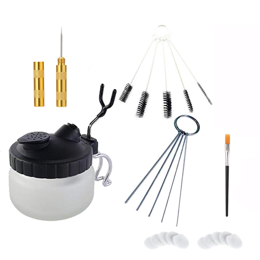 Airbrush Washing Tool Set Clean Pot Air Brush Pen Holder