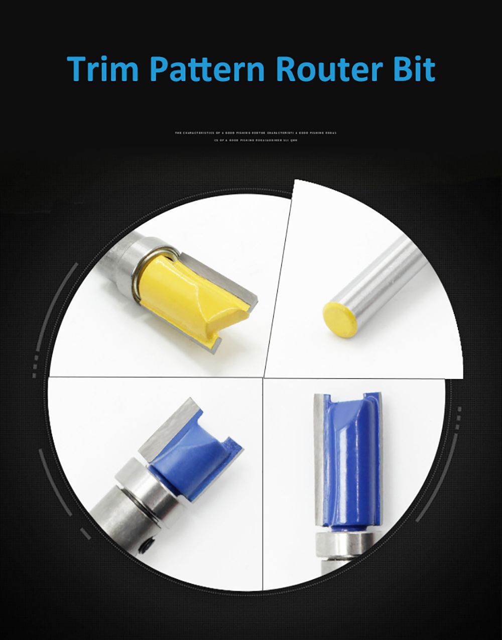 1/4 inch Shank Flute Flush Trim Pattern Router Bit Top