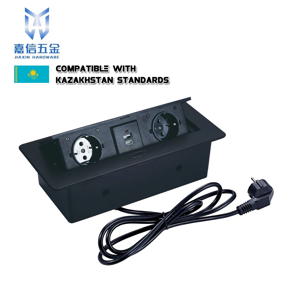 Desktop pop up Socket 3 EU plug with USB A&C charging with 1.8m power cable