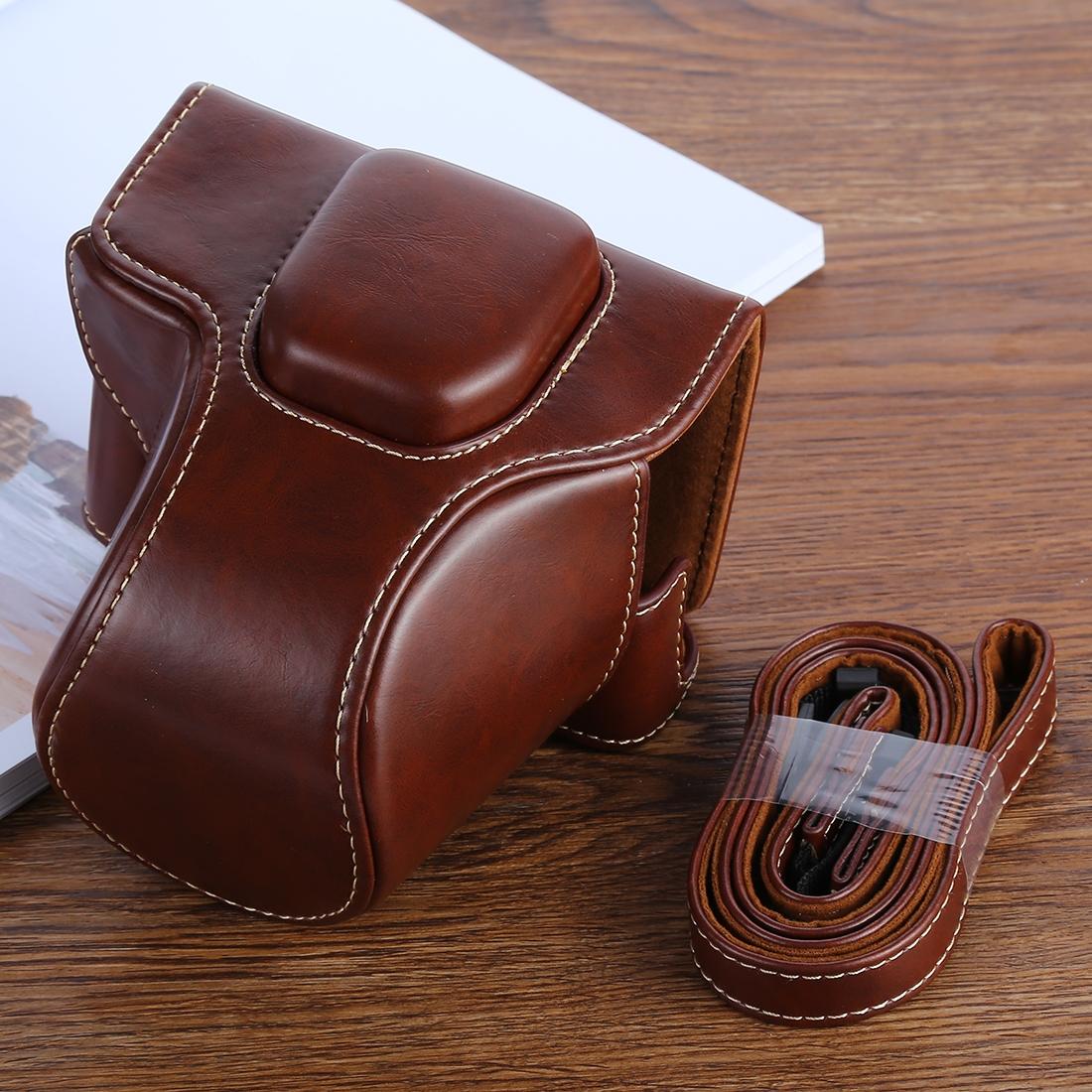 XT100 PU Leather Camera Protective bag for FUJIFILM X-T100 Camera, with Strap (Coffee)
