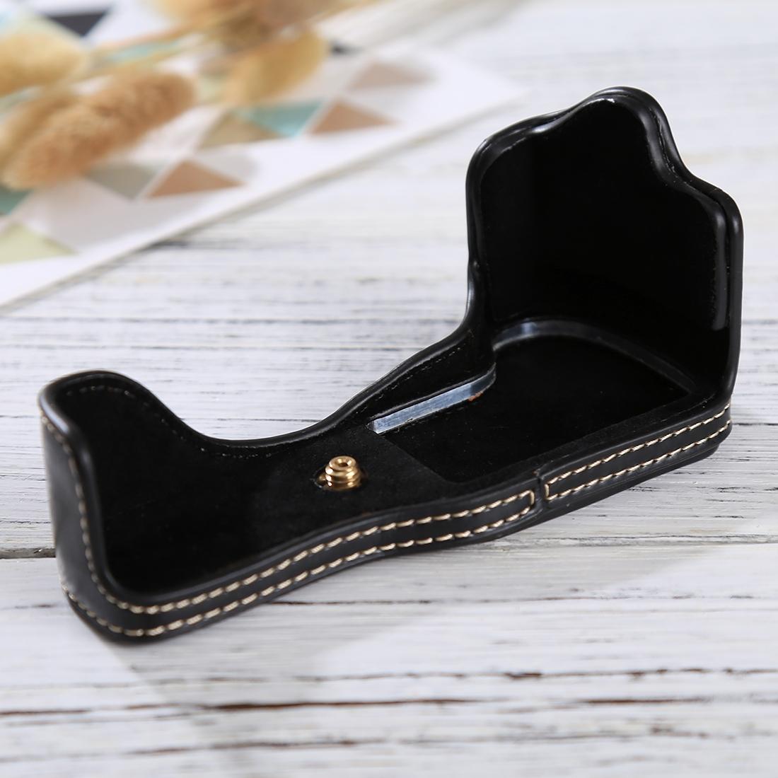 1/4 inch Thread PU Leather Camera Half Case Base for Canon EOS M3 (Black)