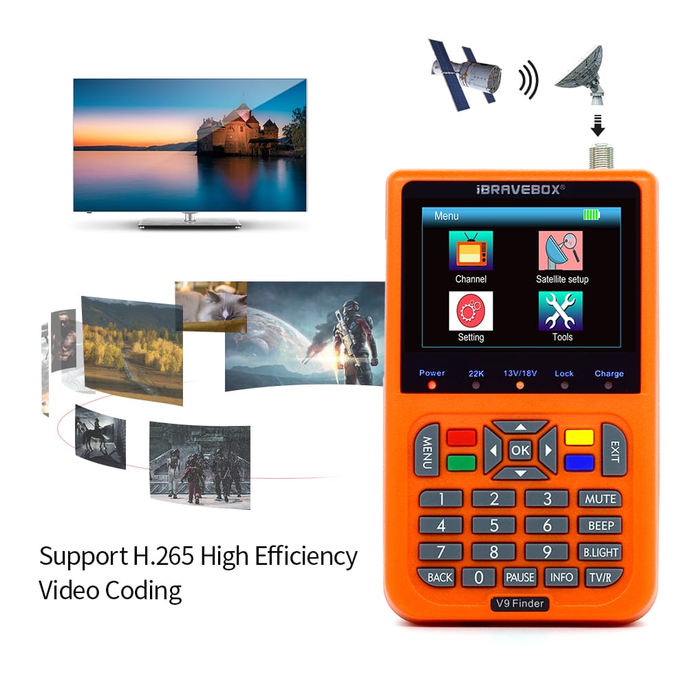 V9 Finder Digital Satellite Finder LCD Satellite Finder - UK Plug