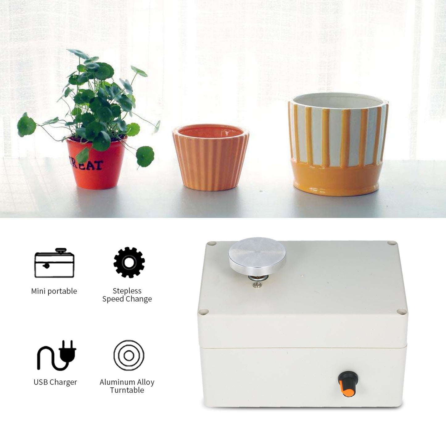 Mini USB Pottery Wheel Machine 4.5cm Turntable Handmade Clay