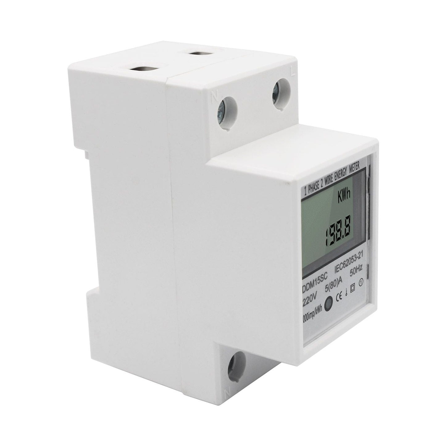 LCD Digital Display Single Phase DIN-Rail Energy Meter 5-80A