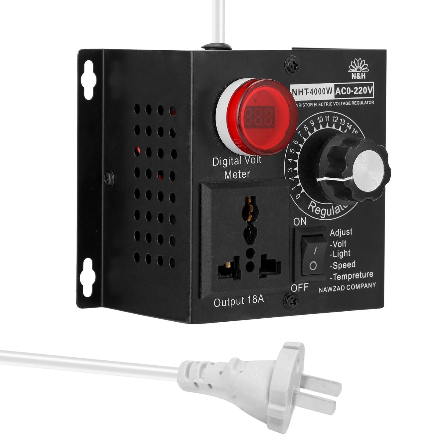 AC 220V 4000W Compact Variable Voltage Controller Portable - US Plug