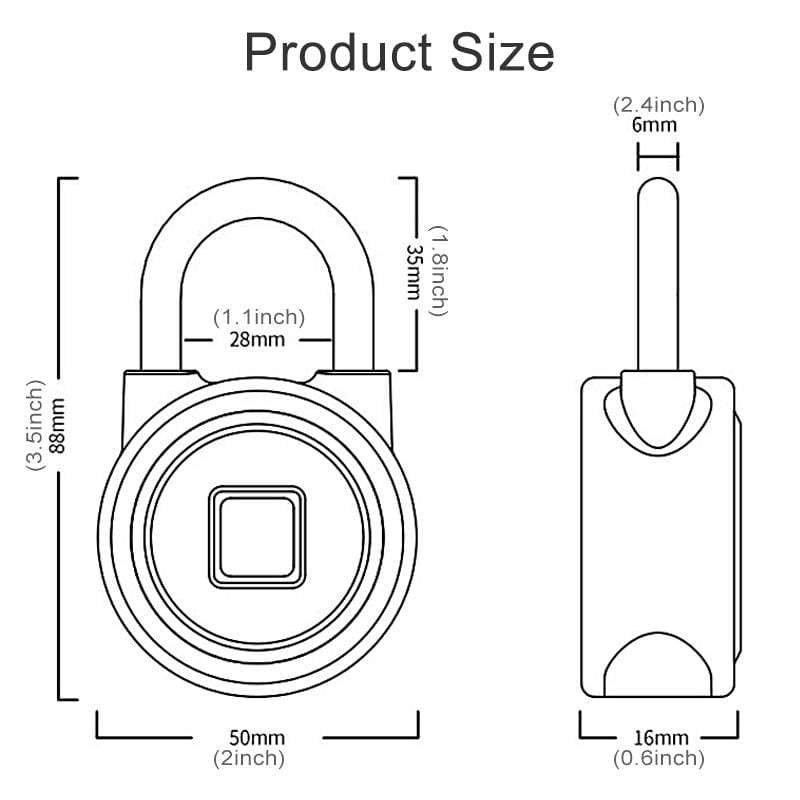 Waterproof Intelligent Bluetooth Fingerprint Padlock Remote Unlocking for iOS / Android (Silver)