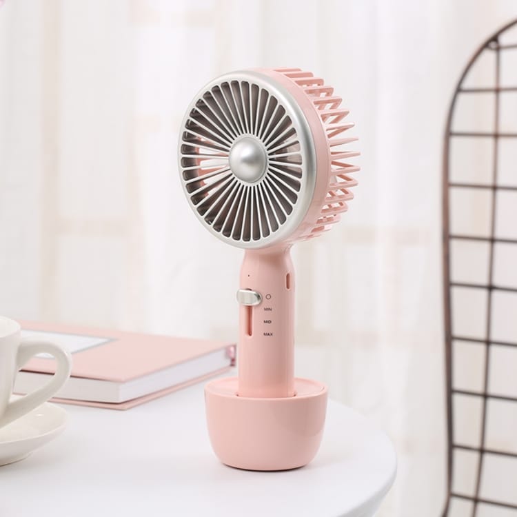 WiWU F302 Retro Portable Handheld USB Mini Fan with 3 Gears Wind Level (Pink)