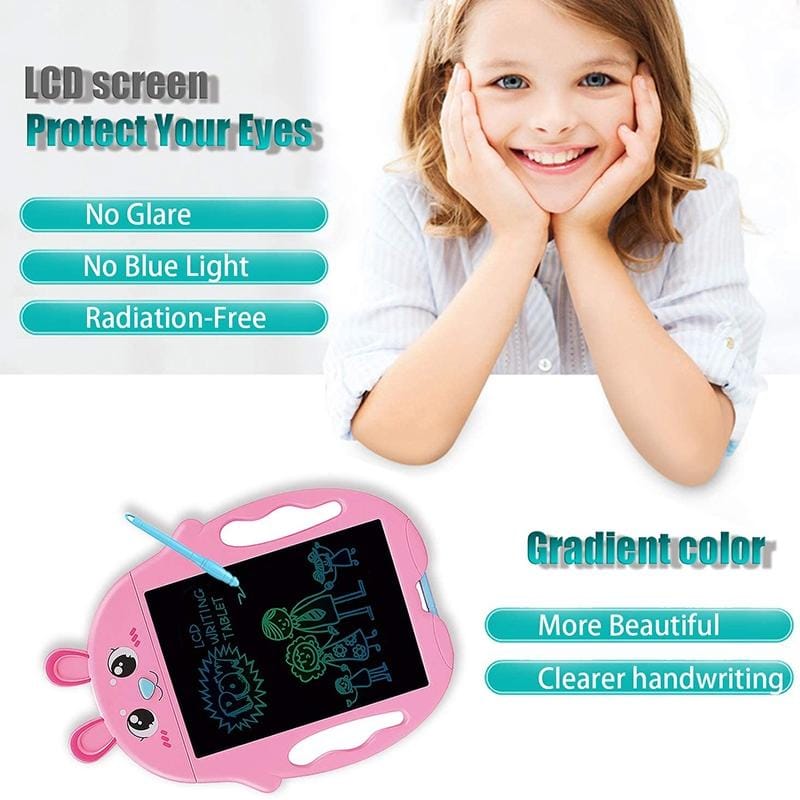 9 inch Children Cartoon Handwriting Board LCD Electronic Writing Board, Size:Monochrome Screen (Pink Rabbit)
