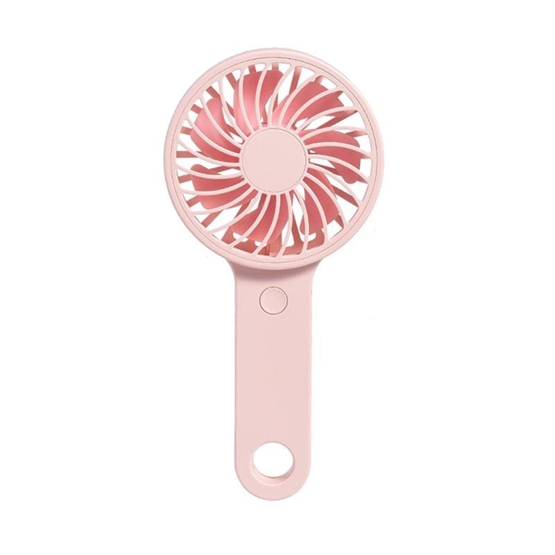 HTL-06 1-3W USB Interface 3-speed Control Rechargeable Portable Ultra-thin Handheld Fan with Lanyard (Pink)