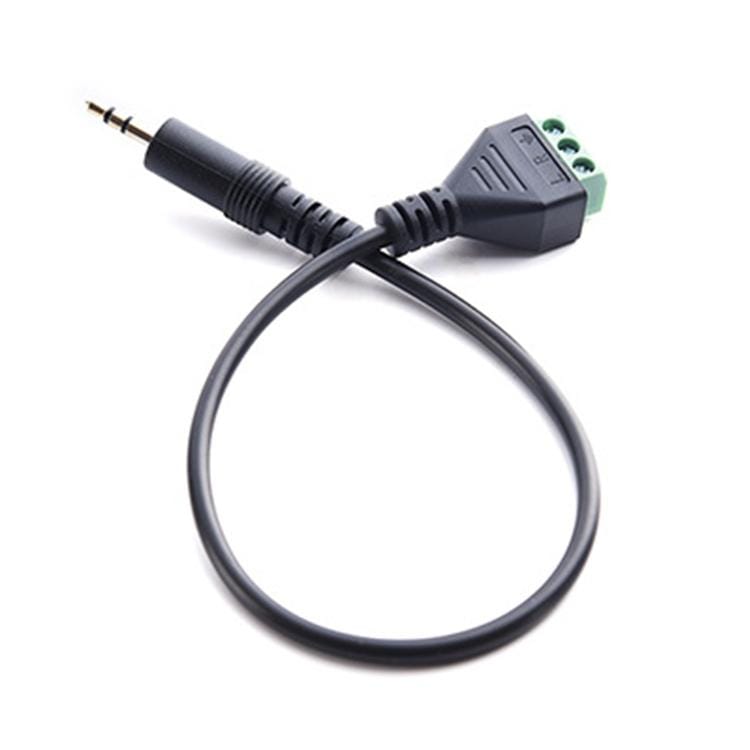 3.5mm 3 Pin Stereo Male to AV Screw Terminal Audio Jacks Terminal Male Lock Connector Cable, Length: 30cm
