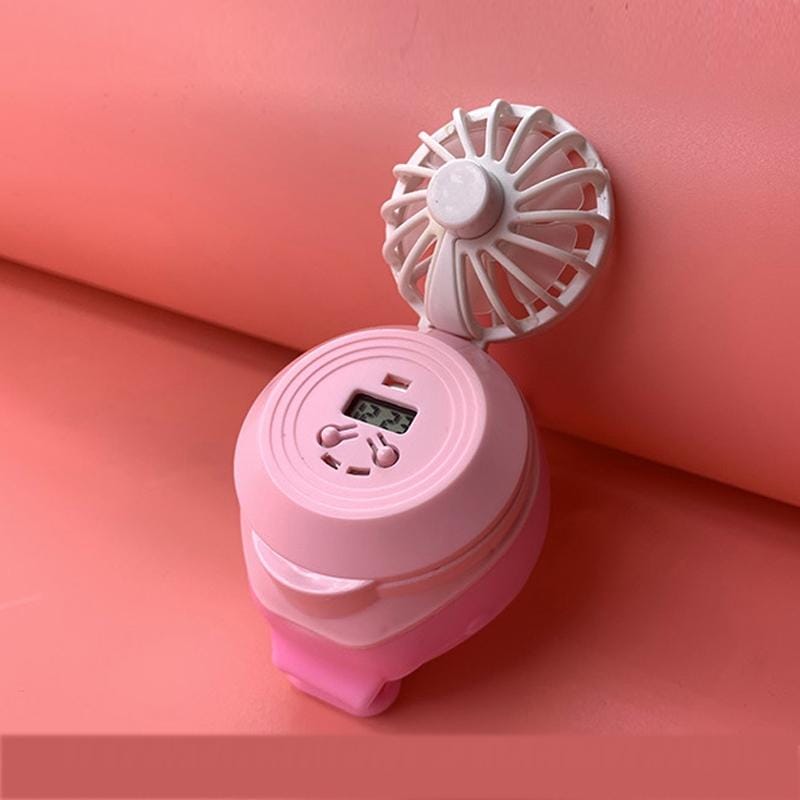 Student Creative Mini Electronic Watch with USB Charging Silent Fan (Pink)