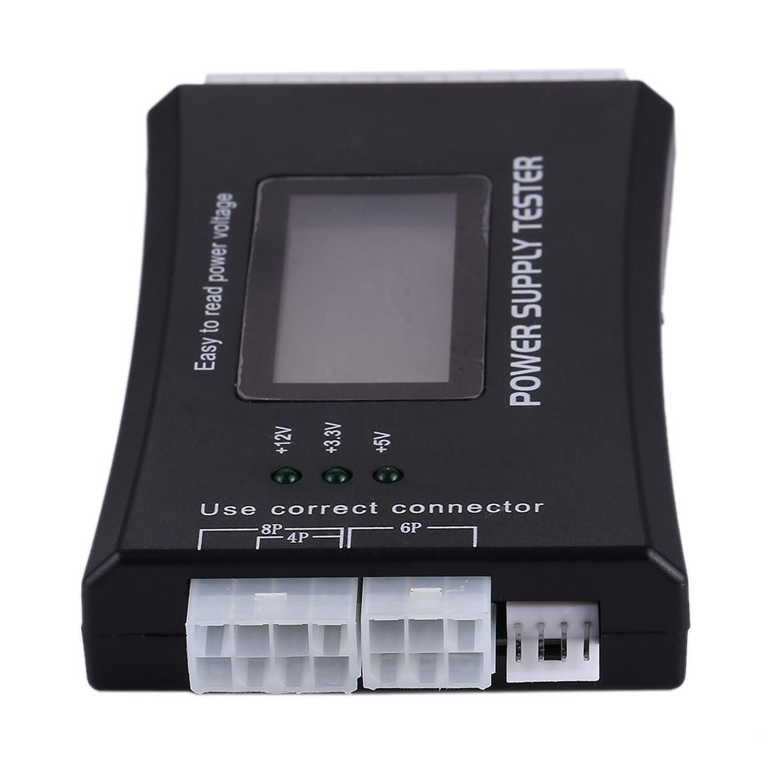 Digital LCD Display PC Computer 20/24 Pin Power Supply Tester Checker Power Measuring Diagnostic Tester Tool (Black)