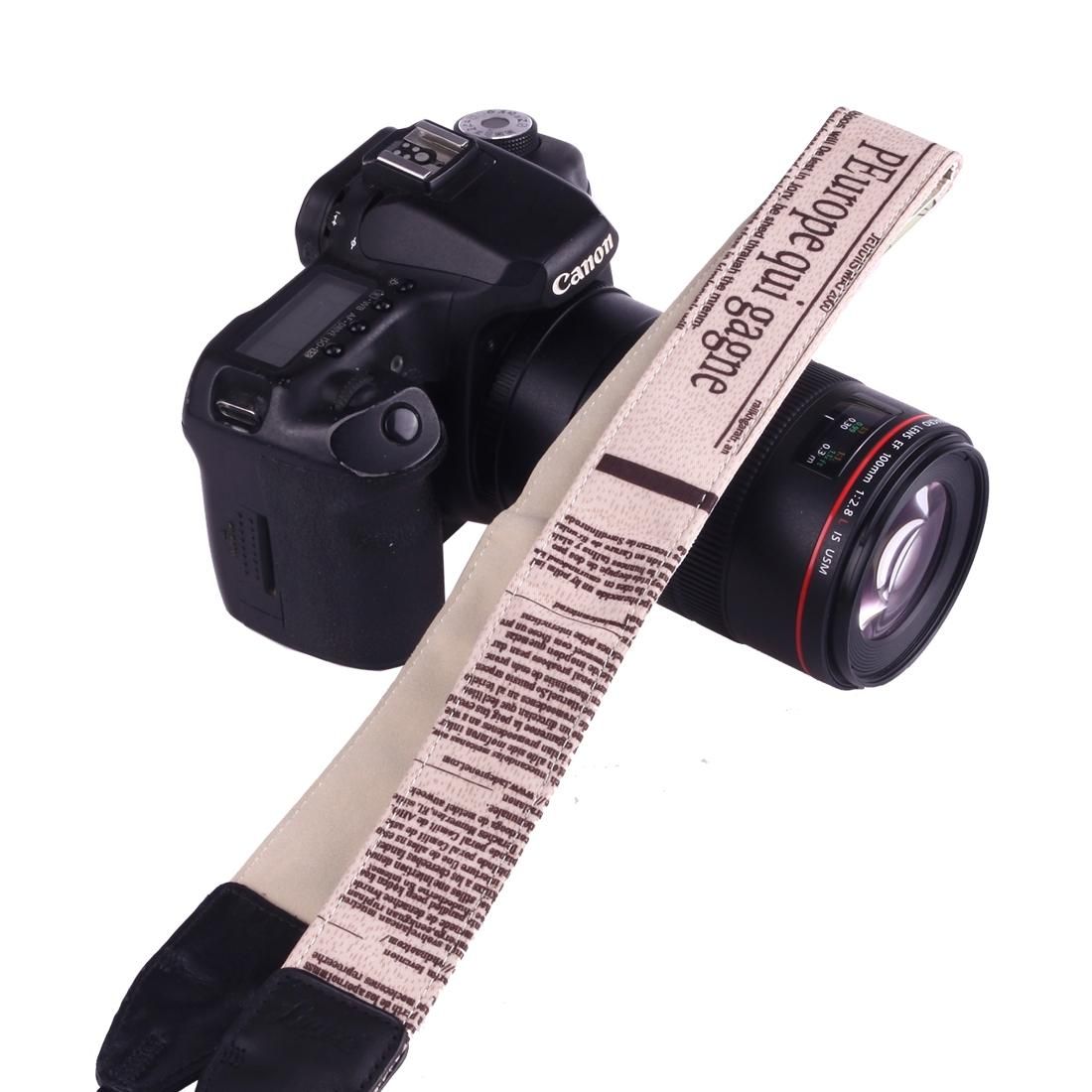 LYNCA LI-02 European and American Style Series English Words Pattern Universal Genuine Leather Shoulder Neck Strap Camera Strap for Nikon / Canon / Sony / Panasonic / SLR DSLR ILDC (Style1)