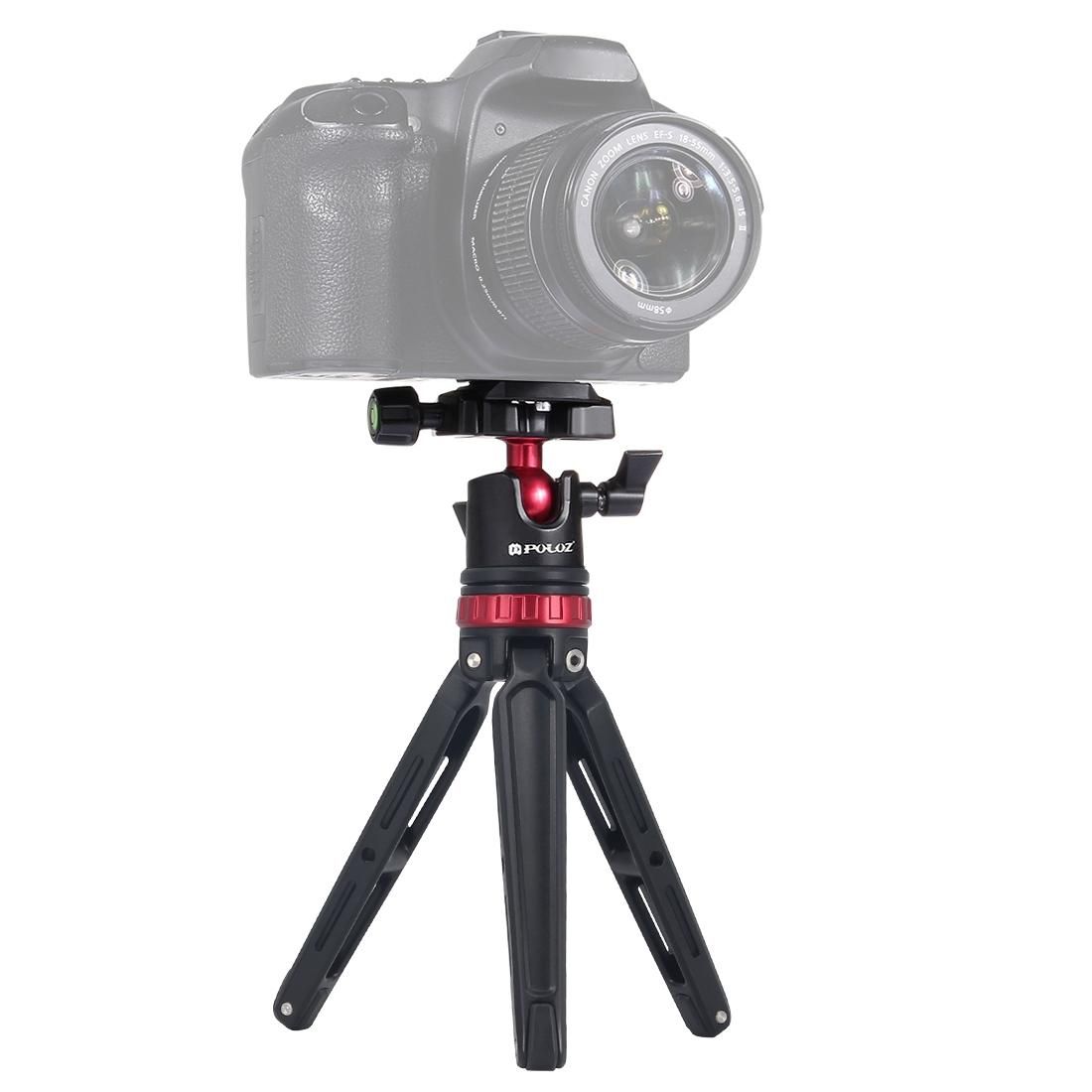 PULUZ Pocket Mini Adjustable Metal Desktop Tripod Mount with 360 Degree Ball Head for DSLR & Digital Cameras, Adjustable Height: 11-20.2cm (Red)