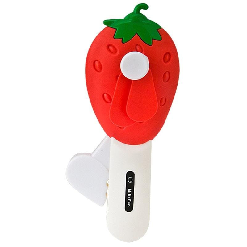 6 PCS Summer Cool Creative Hand-pressed Fan Mini Portable Student Hand-held Manual Fan (Strawberry)