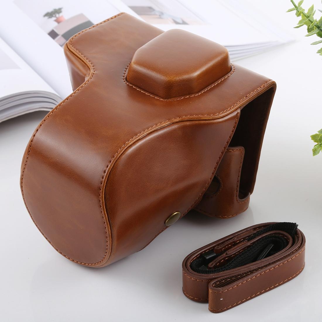 Full Body Camera PU Leather Case Bag with Strap for FUJIFILM X-T3 (Brown)