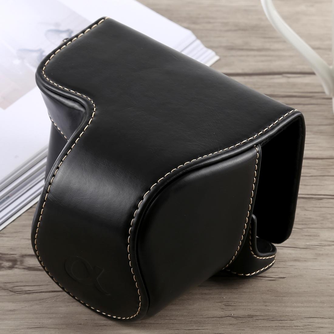 Full Body Camera PU Leather Case Bag with Strap for Sony A6300 (Coffee)
