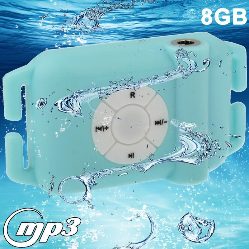 8GB Waterproof Swimmer USB MP3 Player with Earphone and FM Radio Function , Baby Blue (White)