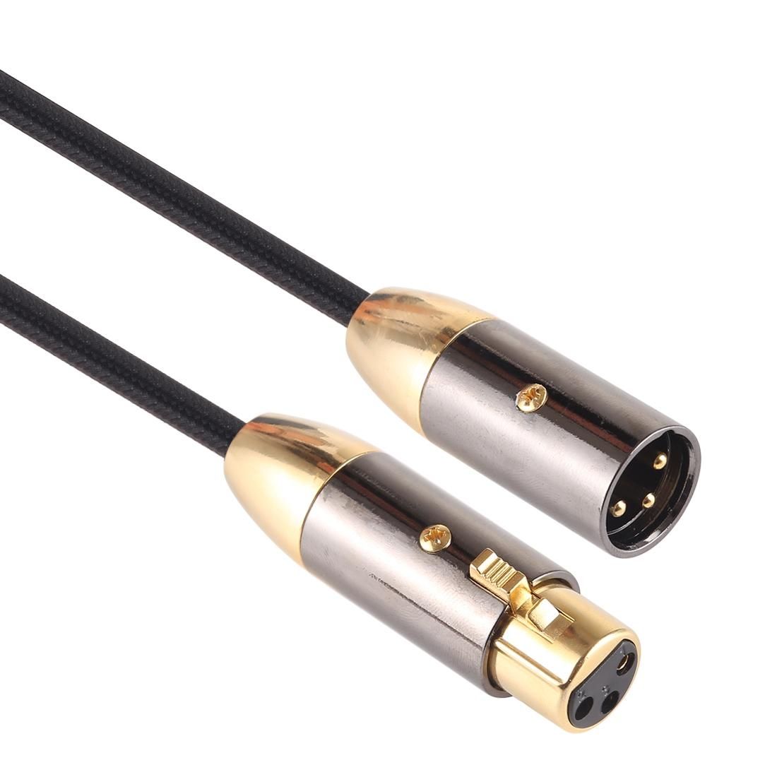EMK XLR Male to Female Gold-plated Plug Cotton Braided Cannon Audio Cable for XLR Jack Devices, Length: 1m (Black)