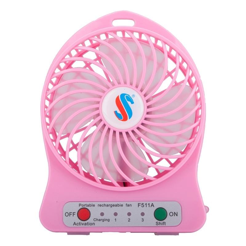 4.3 Inch Portable USB / Li-ion Battery Powered Mini Fan with Third Wind Gear Adjustment, Size: 14.8x12.4x4.5cm (Pink)