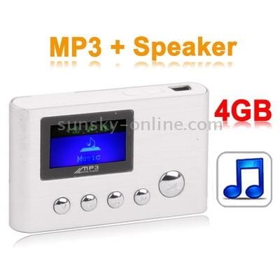4GB MP3 Player with LCD Screen, Speaker (Silver)